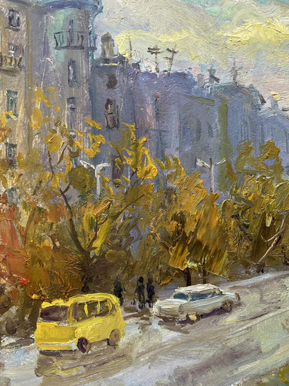 Oil painting Autumn in the city V. Mishurovsky