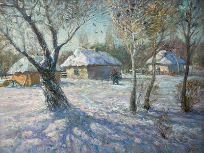 Oil painting Winter sunny day V. Mishurovsky