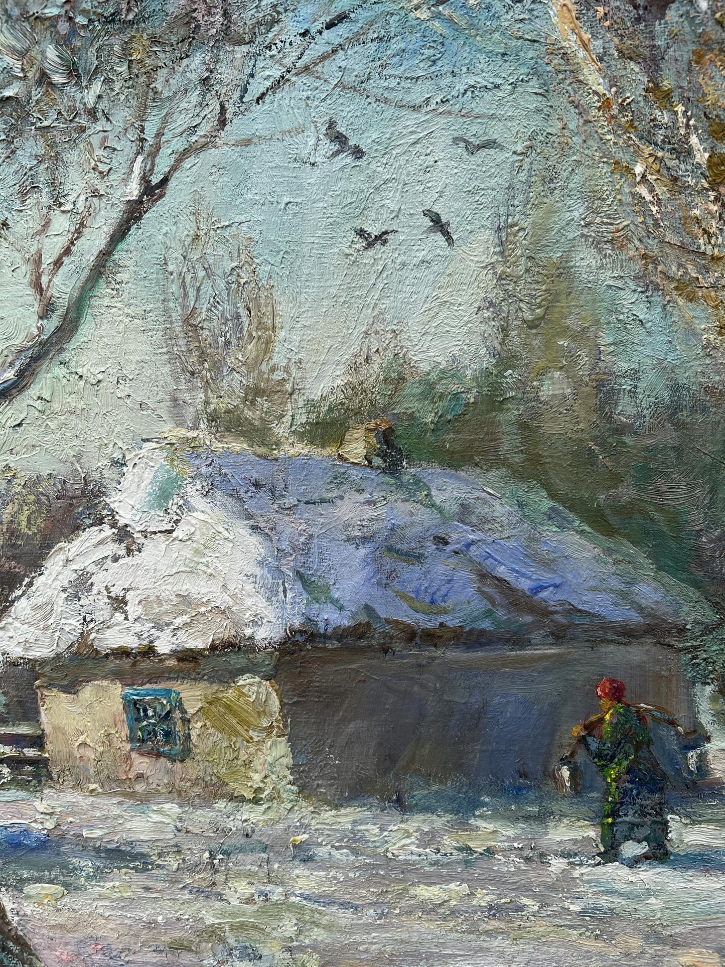 Oil painting Winter sunny day V. Mishurovsky