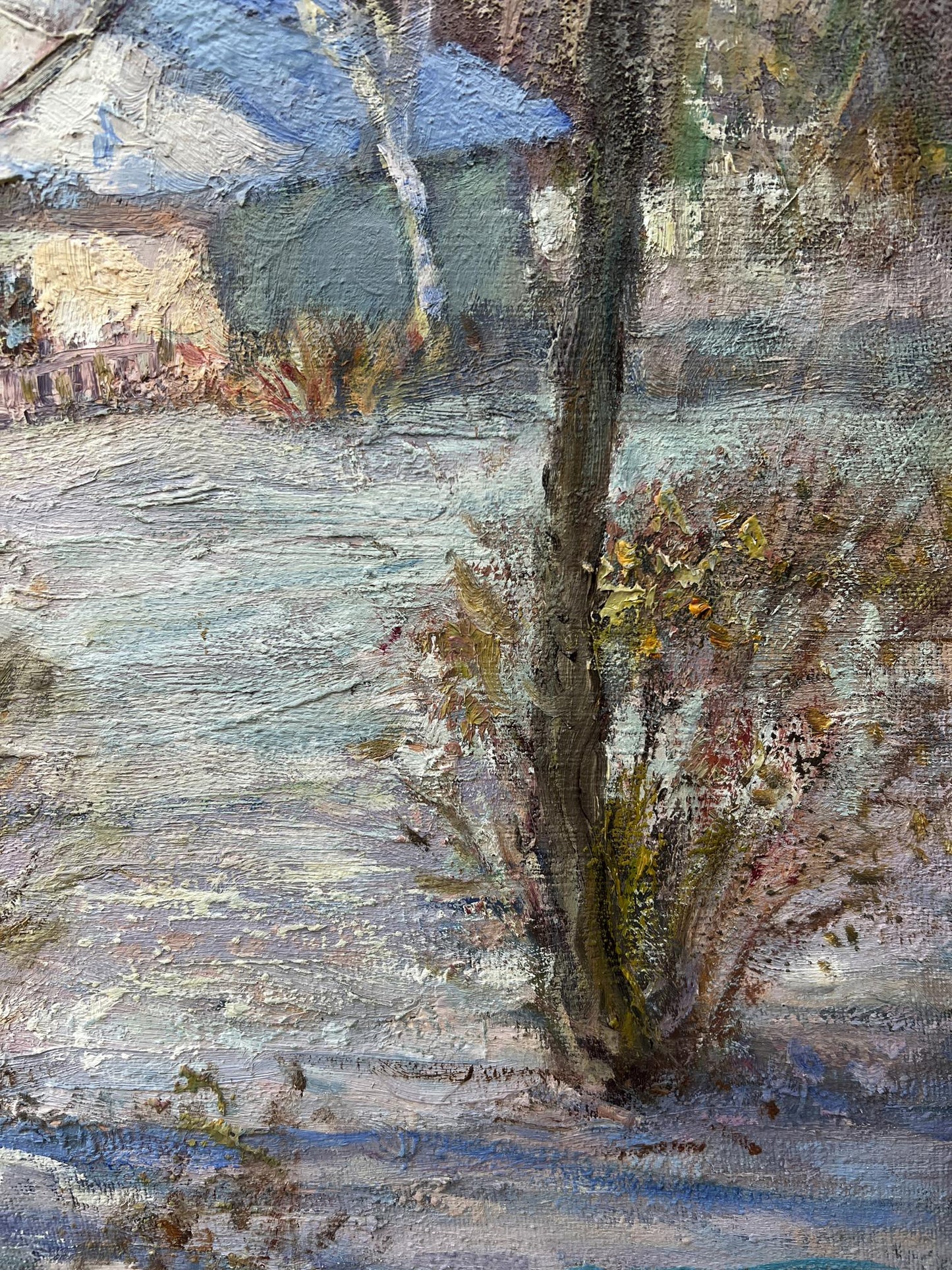 Oil painting Winter sunny day V. Mishurovsky