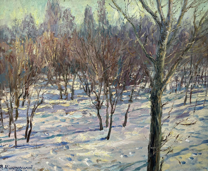 Oil painting February sun V. Mishurovsky