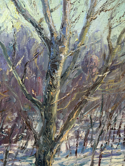 Oil painting February sun V. Mishurovsky