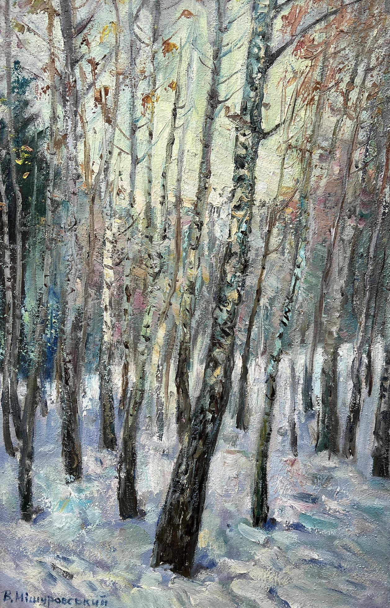 Oil painting Winter birches V. Mishurovsky