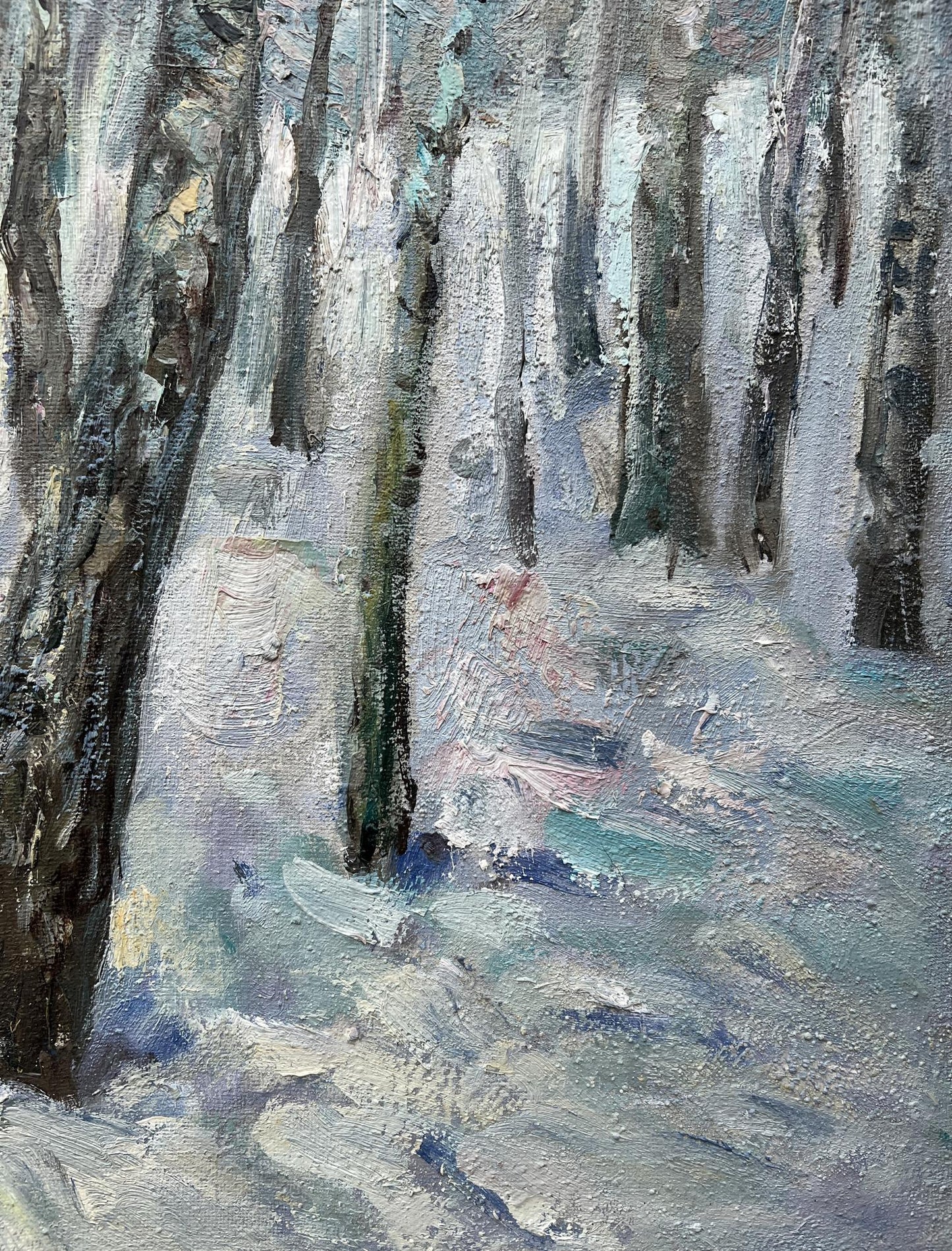 Oil painting birches