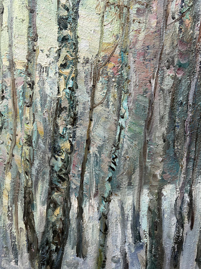 Oil painting Winter birches V. Mishurovsky