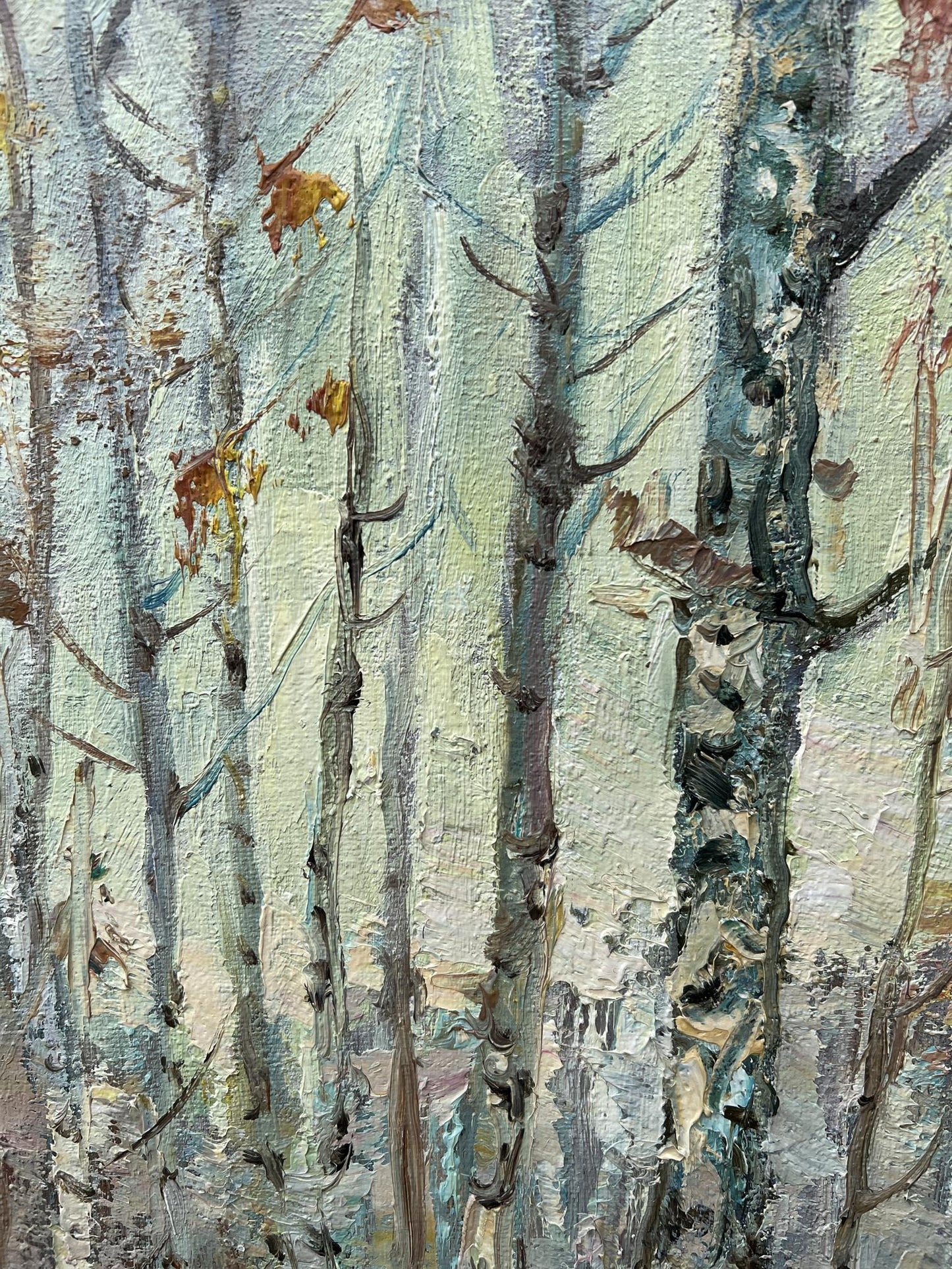 Oil painting Winter birches V. Mishurovsky