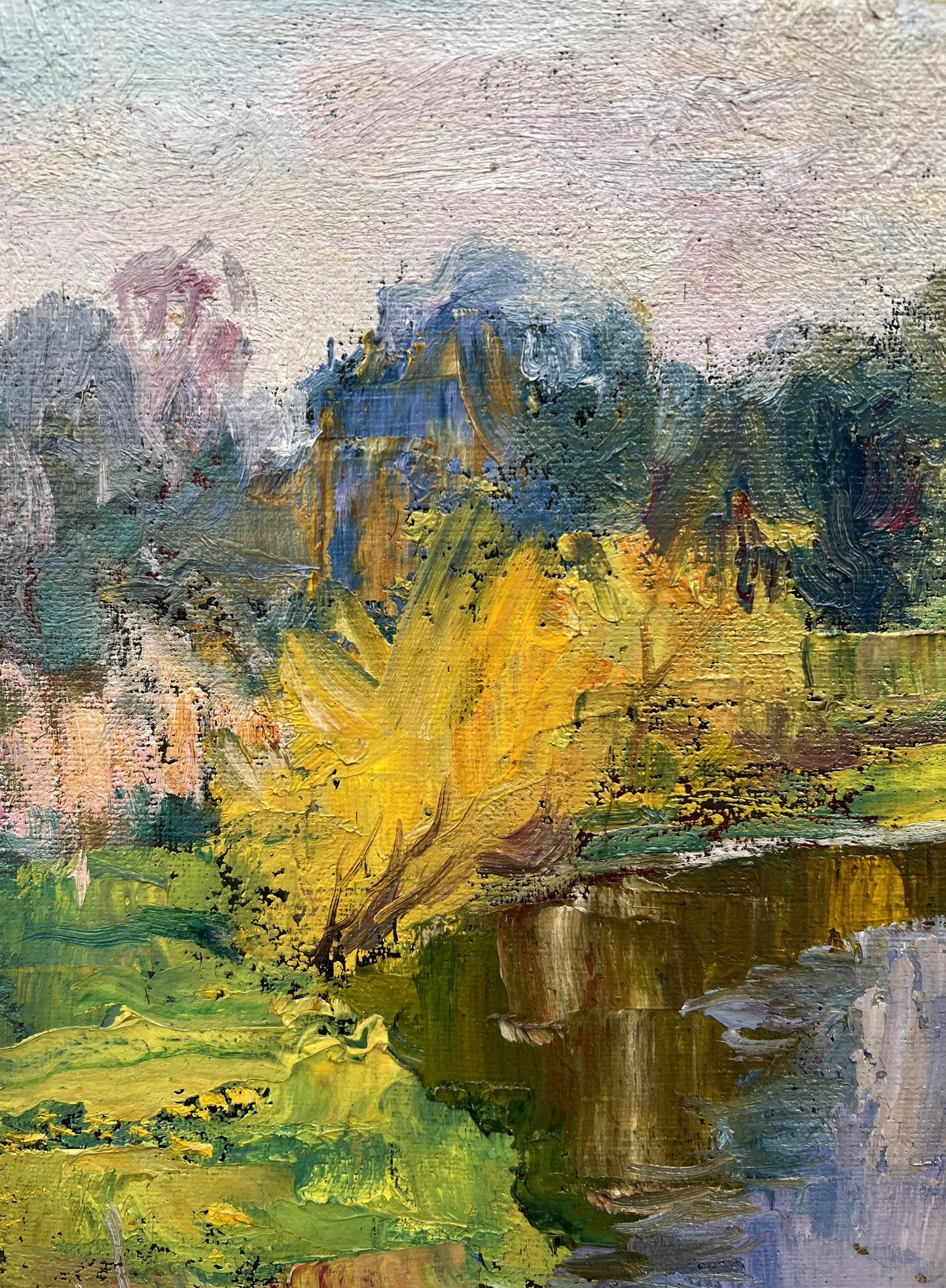 Oil painting Summer morning by the river V. Mishurovsky