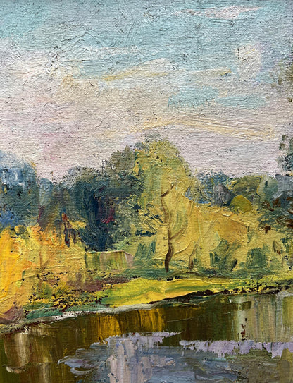 Oil painting Summer morning by the river V. Mishurovsky