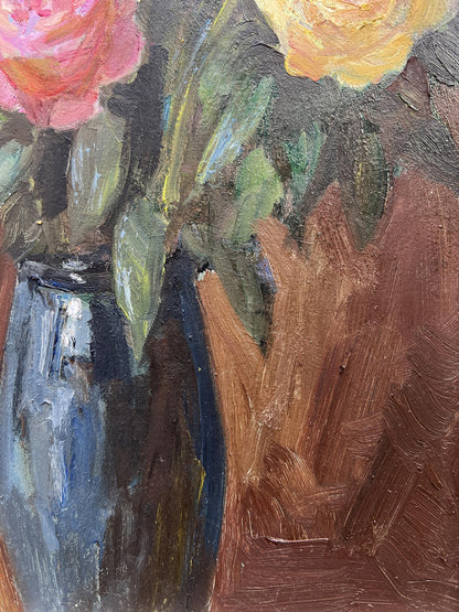 Oil painting Red and yellow roses 