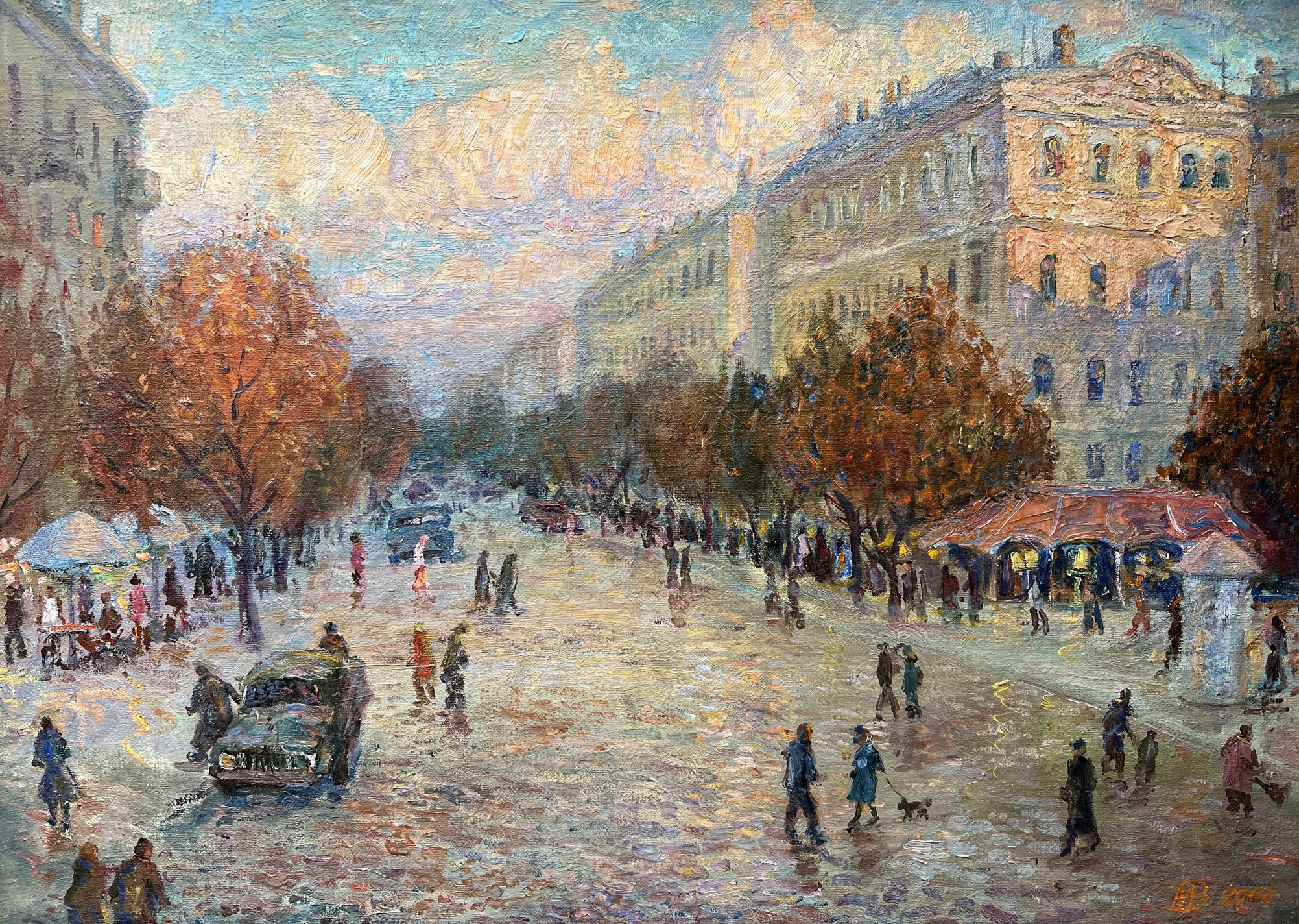 Oil painting Evening city V. Mishurovsky