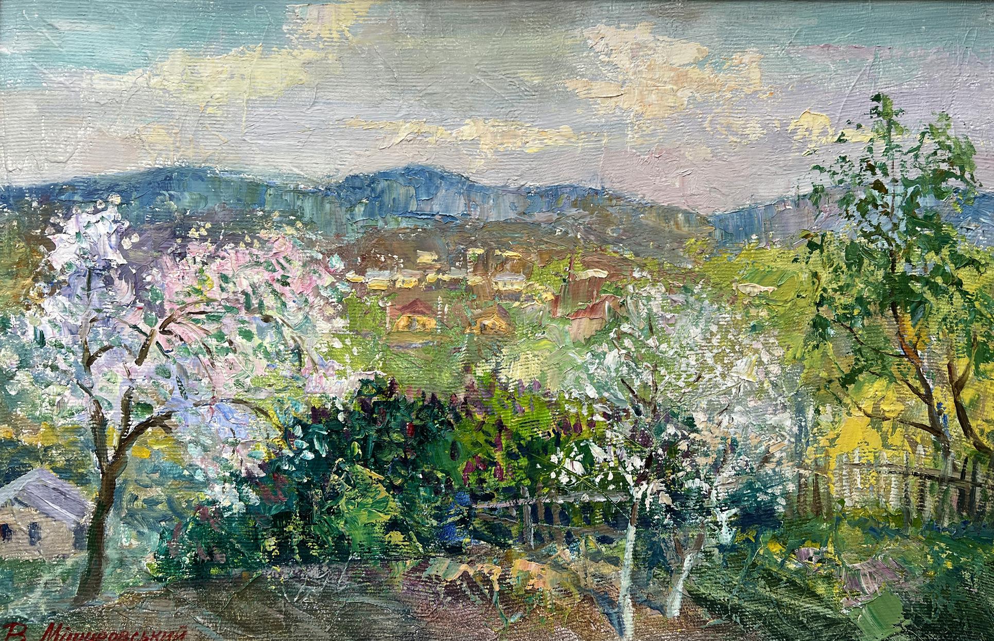 Oil painting May is blooming V. Mishurovsky