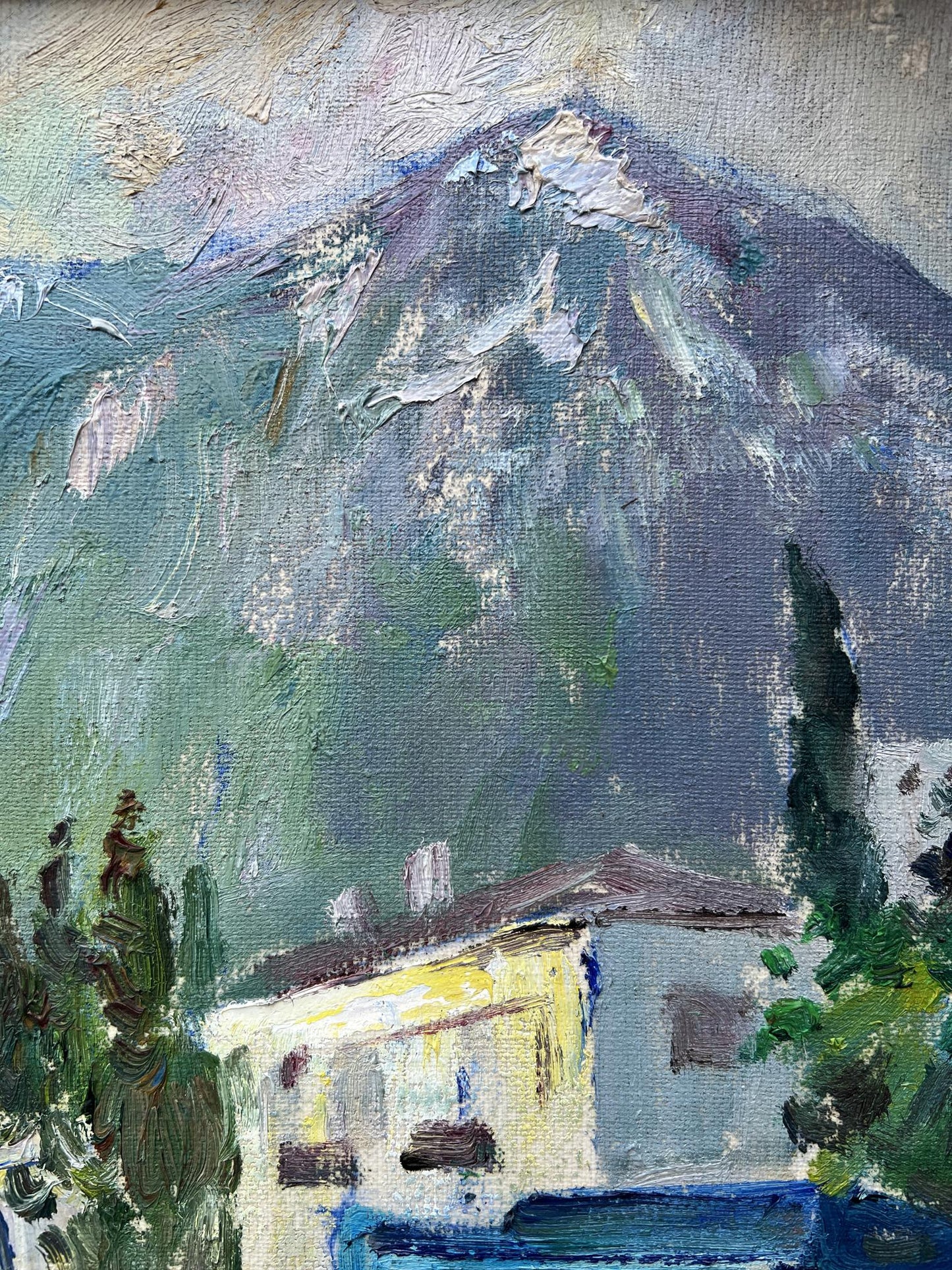 Oil painting Mountain City streets