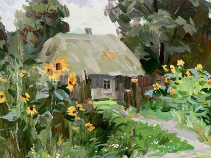 Oil painting Old village Yuri Aleksandrochkin