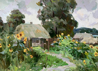 Oil painting Old village Yuri Aleksandrochkin