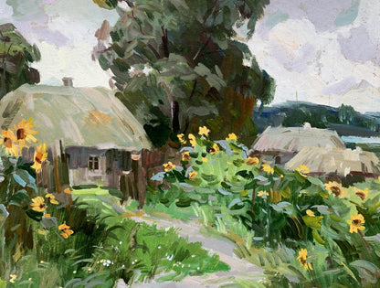 Oil painting Old village Yuri Aleksandrochkin