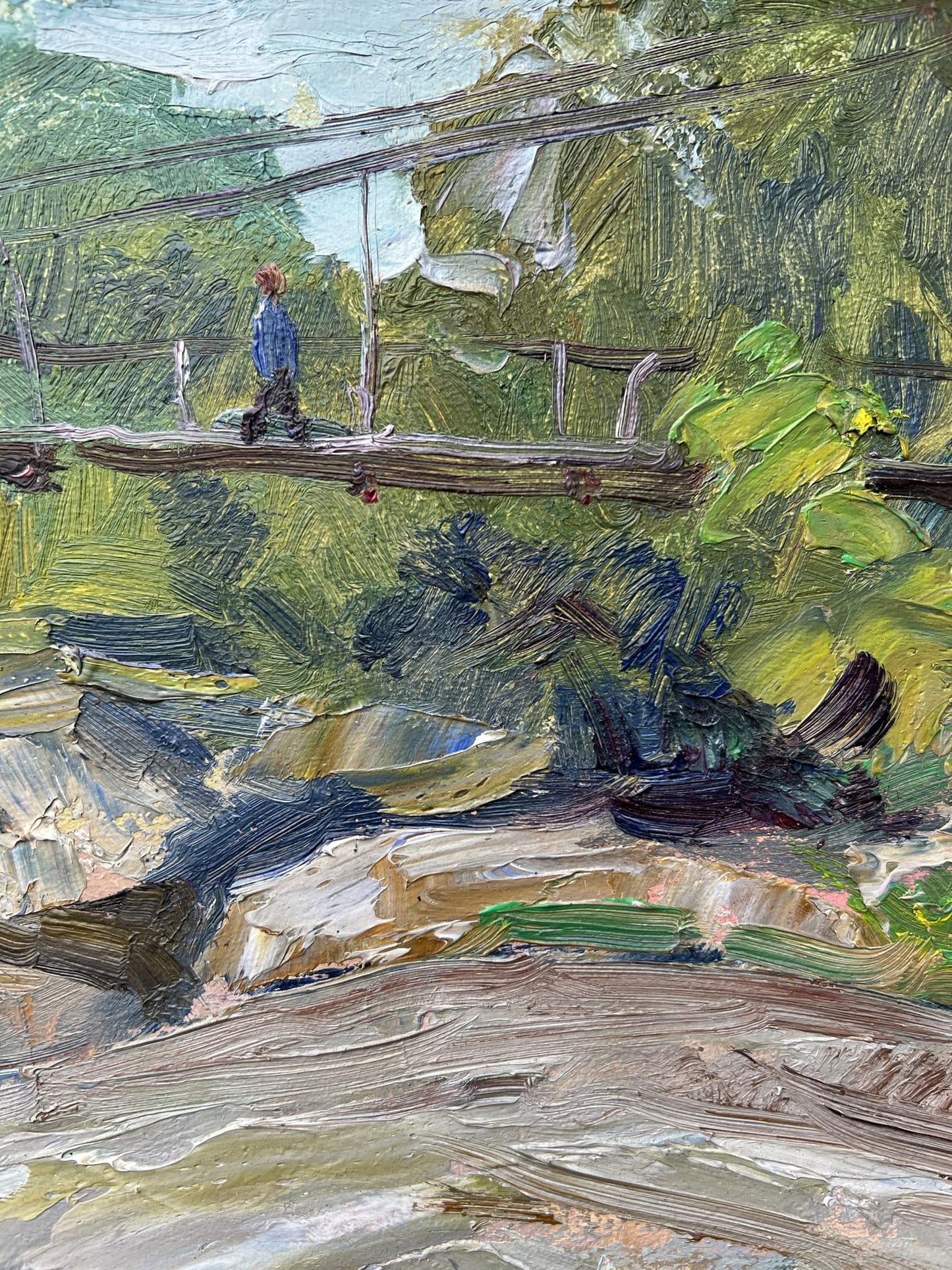 Oil painting Bridge over the river V. Mishurovsky