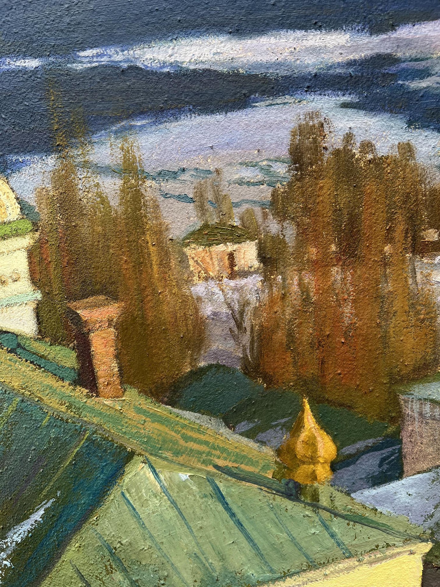 Oil painting It's March in the city V. Mishurovsky