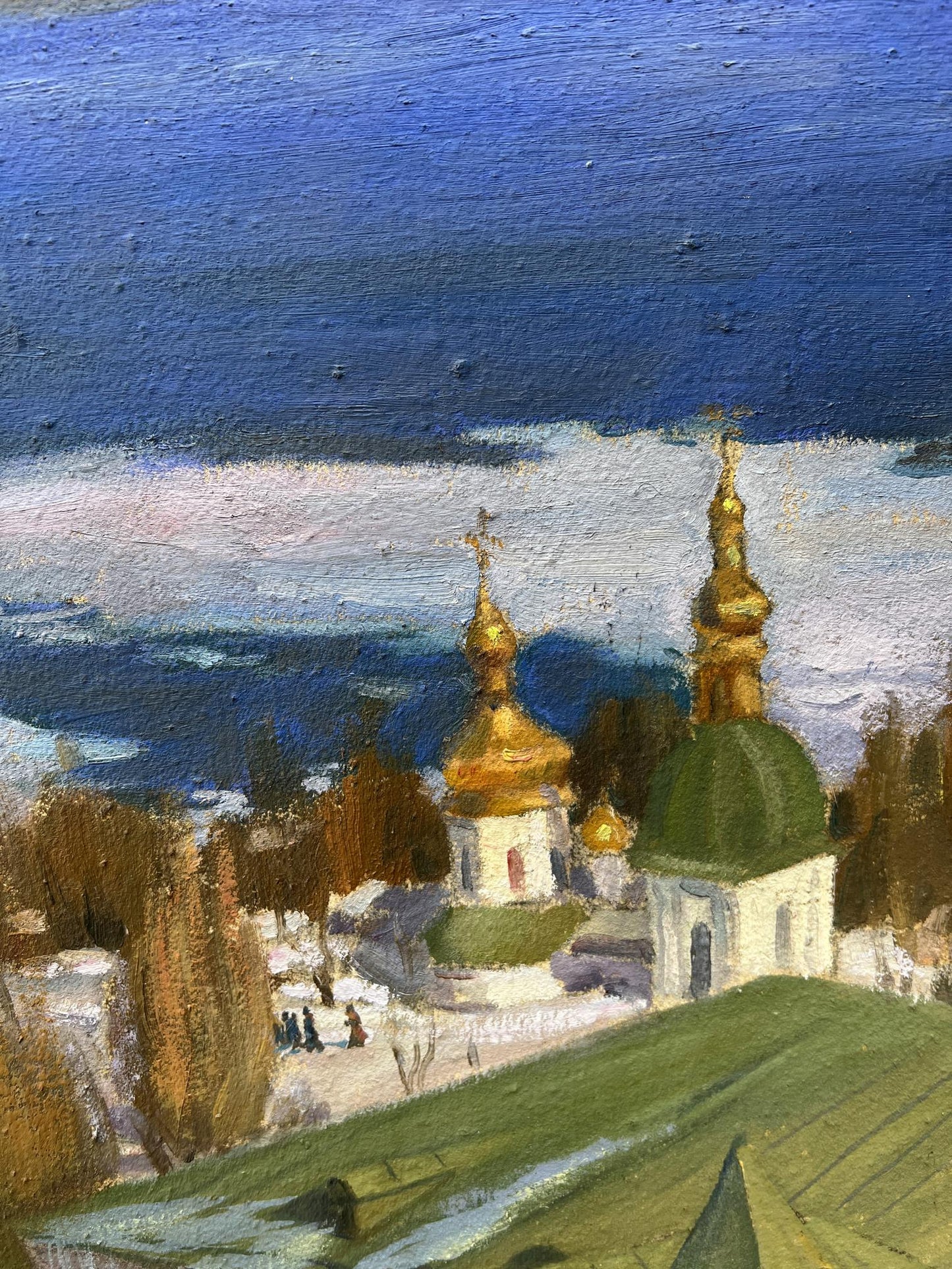 Oil painting It's March in the city V. Mishurovsky
