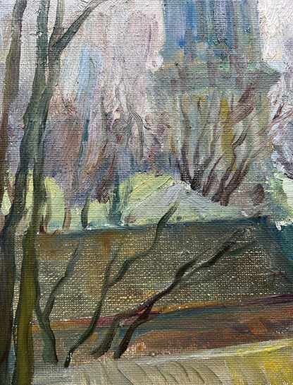 Oil painting Spring in Lavra V. Mishurovsky