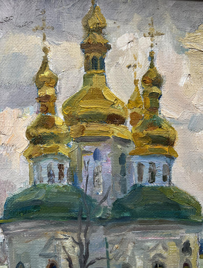 Oil painting Spring in Lavra V. Mishurovsky