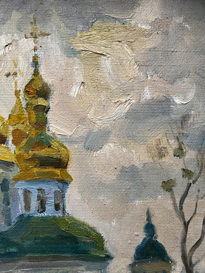 Oil painting Spring in Lavra V. Mishurovsky