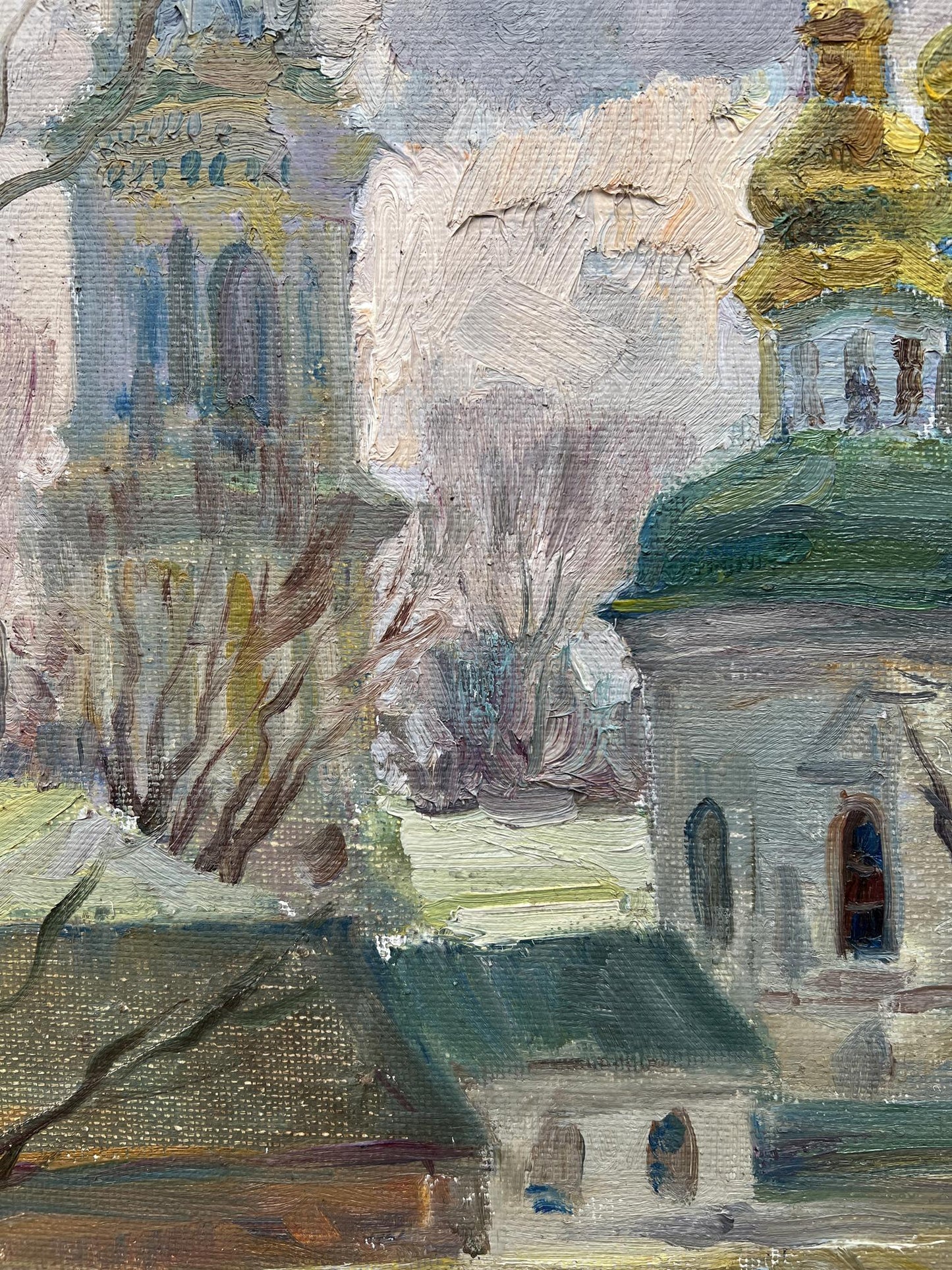 Oil painting Spring in Lavra V. Mishurovsky