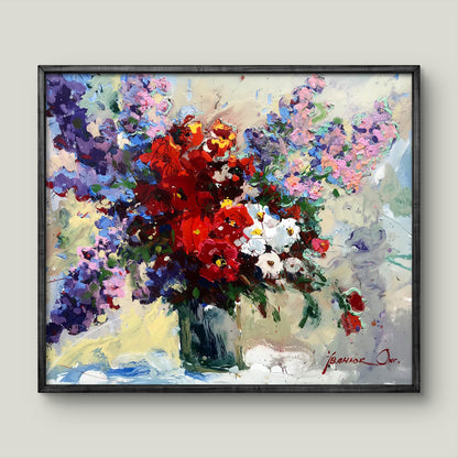 Oil painting Morning gift bouquet of flowers Oksana Ivanyuk