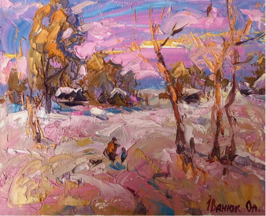 Oil painting It snowed Oleksiy Ivanyuk