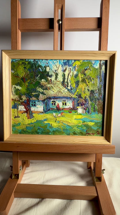 Oil painting Grandma Natalka's yard Ivanyuk Oksana