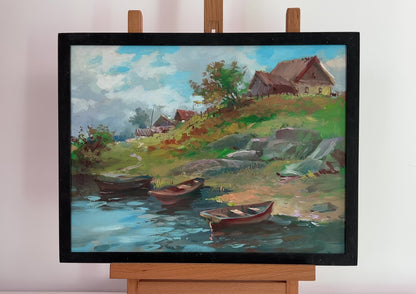 Oil painting The river carries village dreams Yuriy Suprunchuk