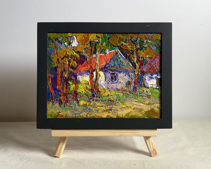 Oil painting A quiet corner in the village Oksana Ivanyuk