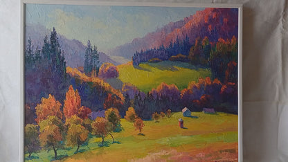 Oil painting Autumn holiday in the mountains Boris Serdyuk