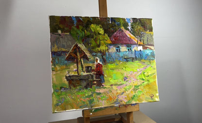 Oil painting Near the well Oksana Ivanyuk