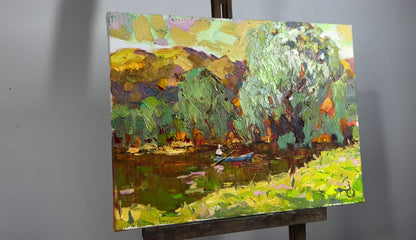 Oil painting Willow above the pond Alex Ivanyuk