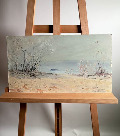 Oil painting Snowy shore Peter Dobrev