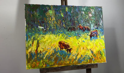 Oil painting In the meadow Oksana Ivanyuk