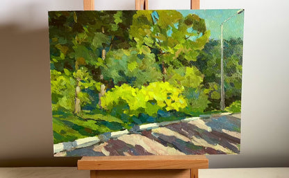 Oil painting City street Peter Dobrev