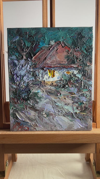 Oil painting Night landscape with the moon Alexander Cherednichenko