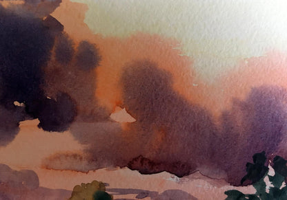 Watercolor painting Sunset Svetlana Gramm