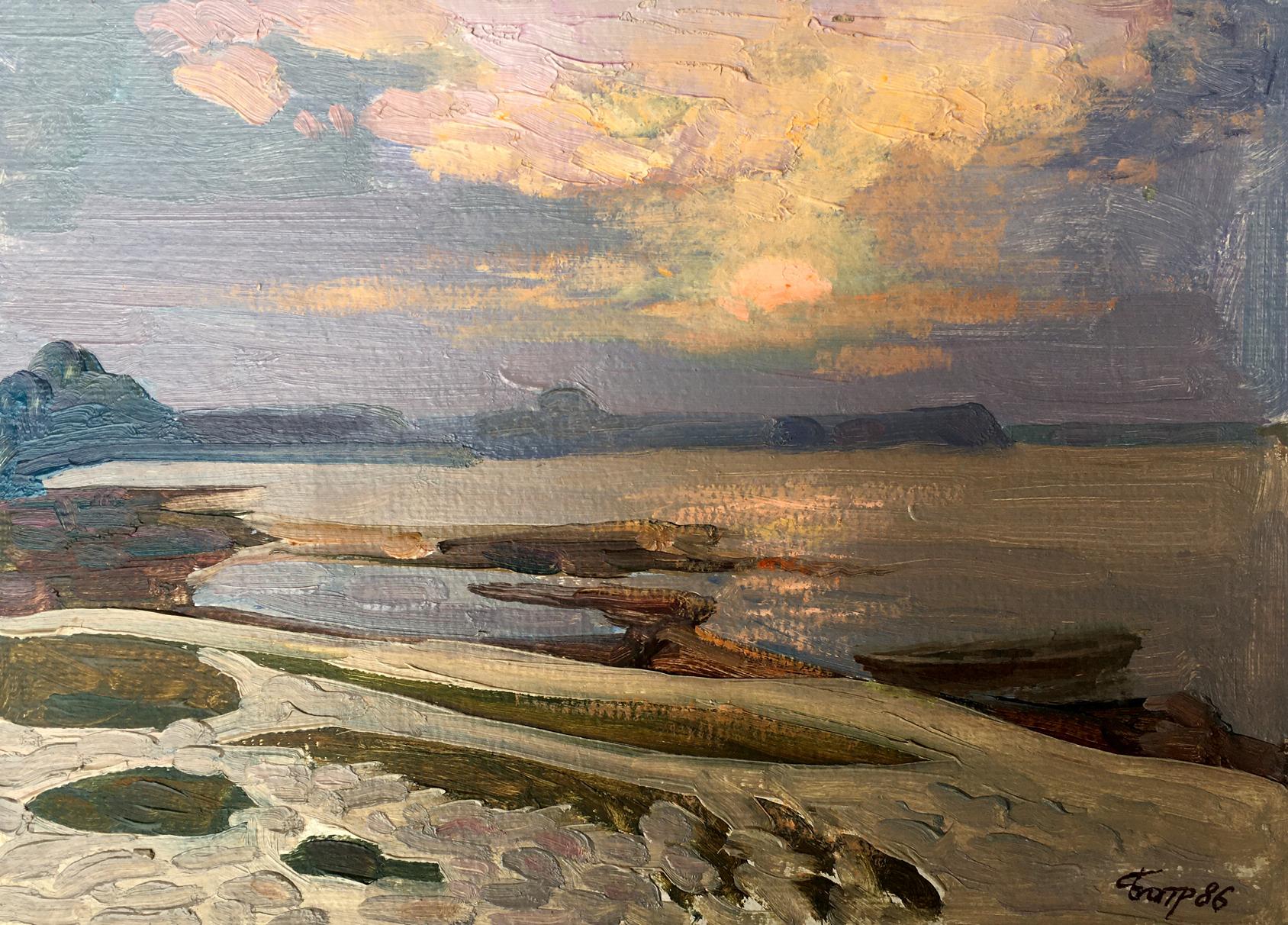 Oil painting Evening on Svityaz Batrakov Vladimir Grigorievich