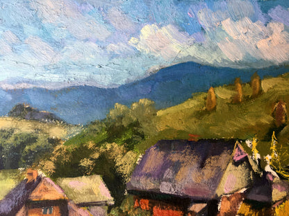 Oil painting Carpathian village Batrakov Vladimir Grigorievich
