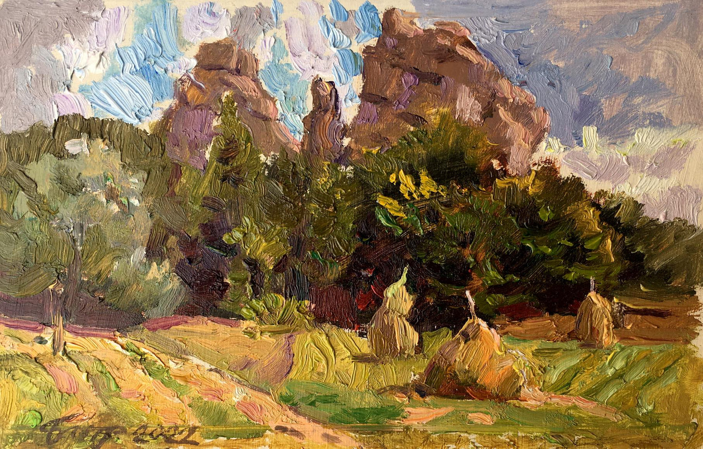 Oil painting Rock fortress in Tustan Batrakov Vladimir Grigorievich