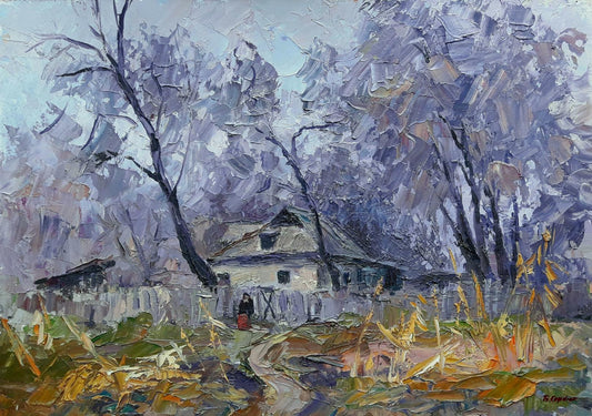 Oil painting Grandma's House Serdyuk Boris Petrovich