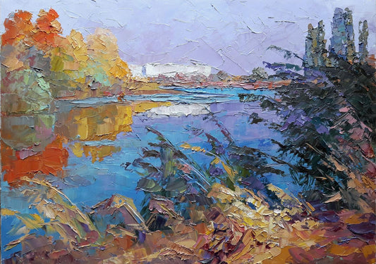 Oil painting Autumn on the river Serdyuk Boris Petrovich