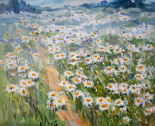 Oil painting Camomile field Kovalenko Ivan Mikhailovich