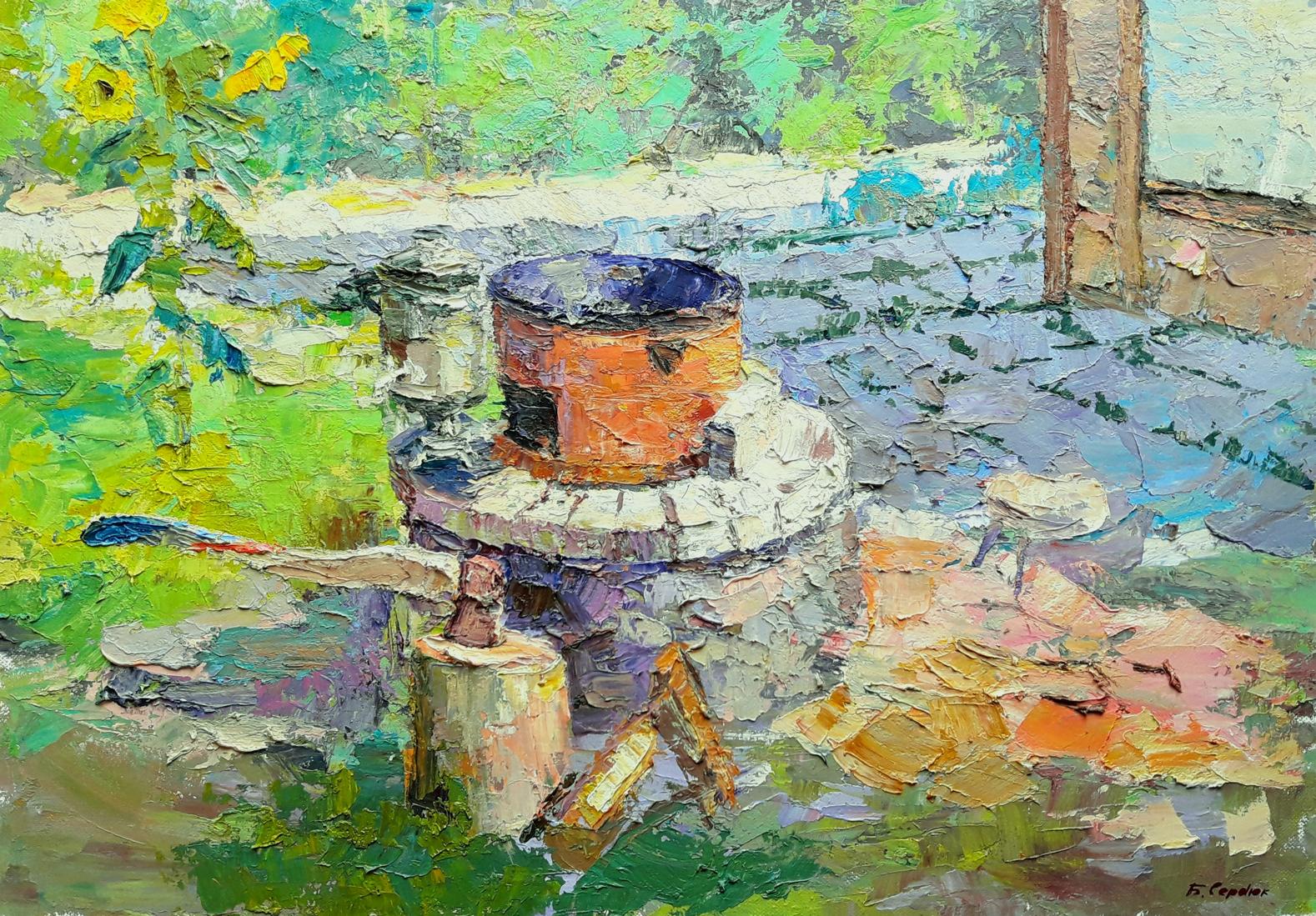 Oil painting Fireplace Serdyuk Boris Petrovich