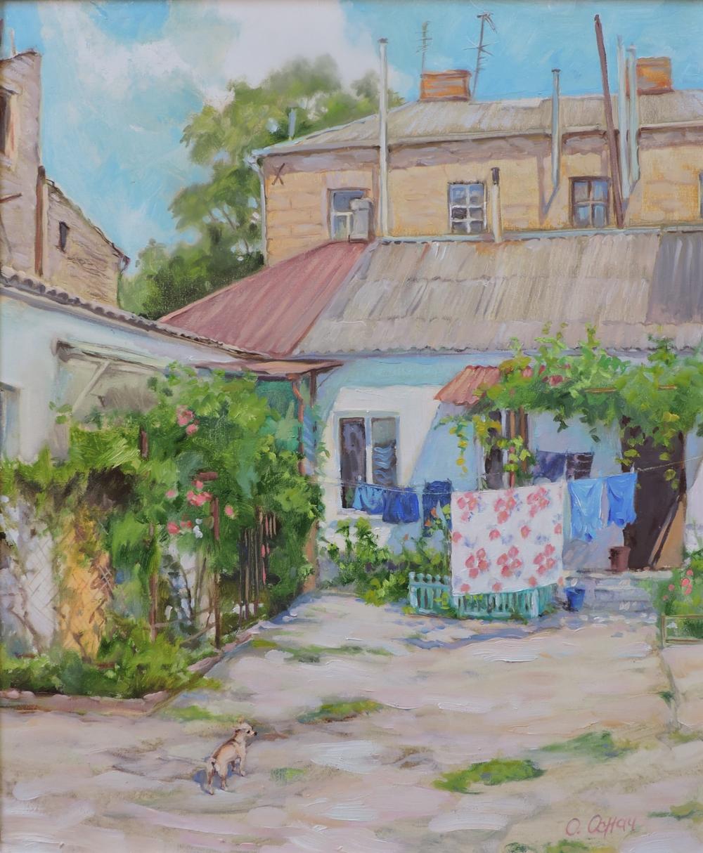Oil painting Morning in a small town Osnach Olesia