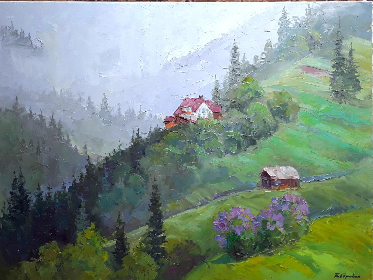 Oil painting Rain in the mountains Serdyuk Boris Petrovich