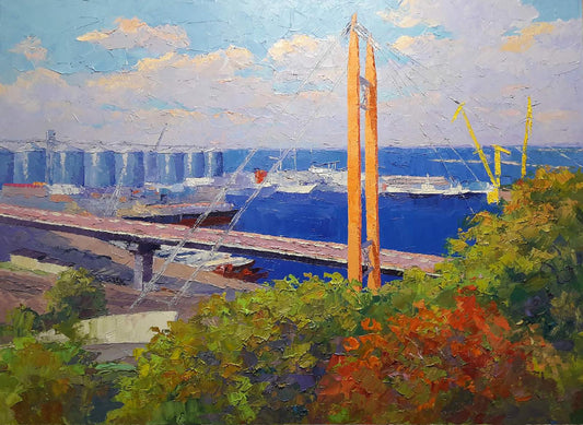 Oil painting Odessa port Serdyuk Boris Petrovich