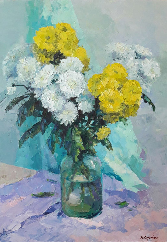 Oil painting Chrysanthemums Serdyuk Boris Petrovich 